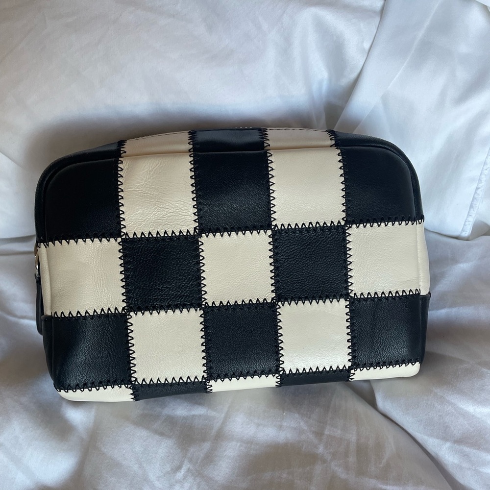 Coachtopia Checkerboard Patchwork Cosmetic Case - Black and White - Picture 2 of 9